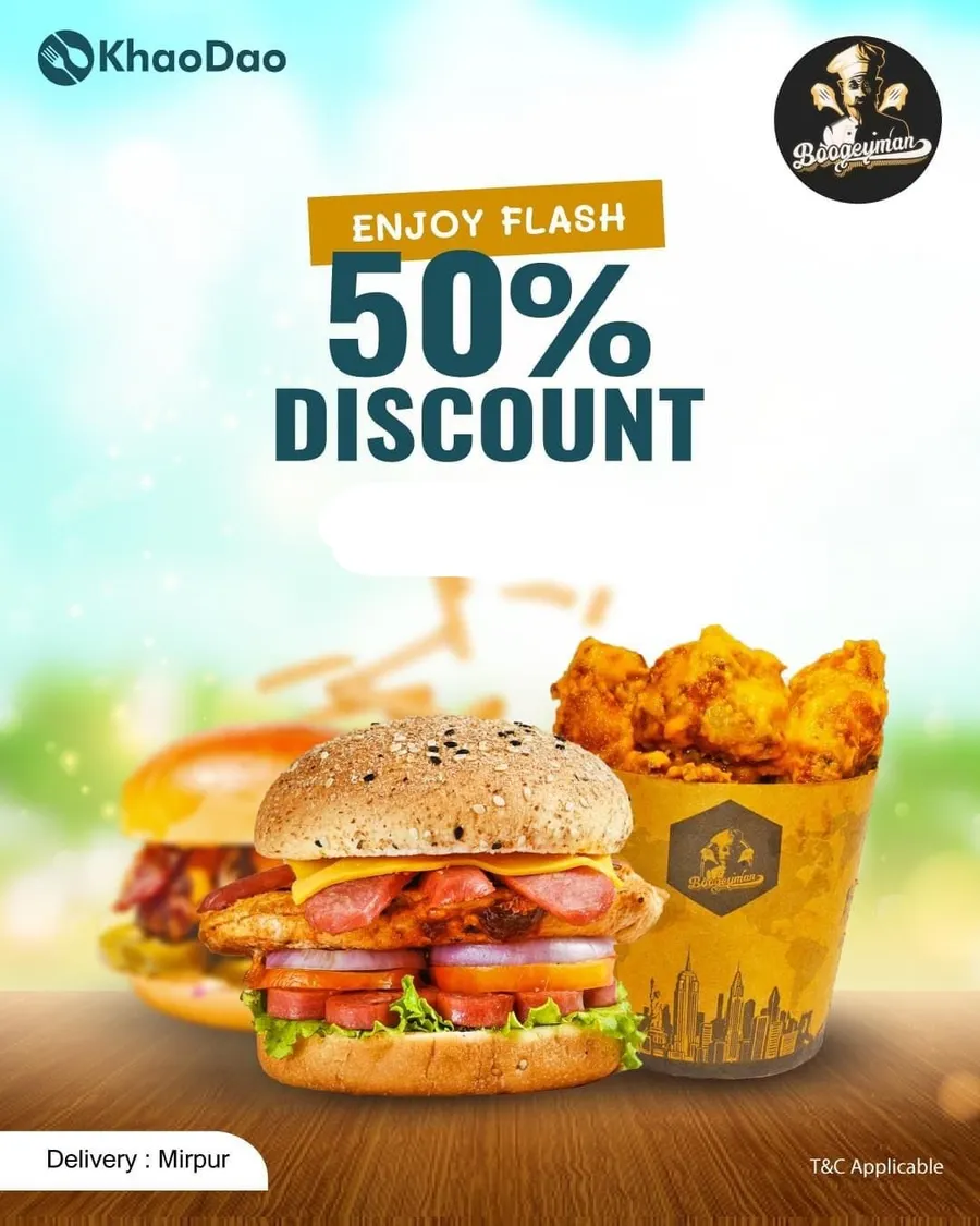 Flast 50% Discount using khaodao app | Burger | Fast Food at Boogeyman