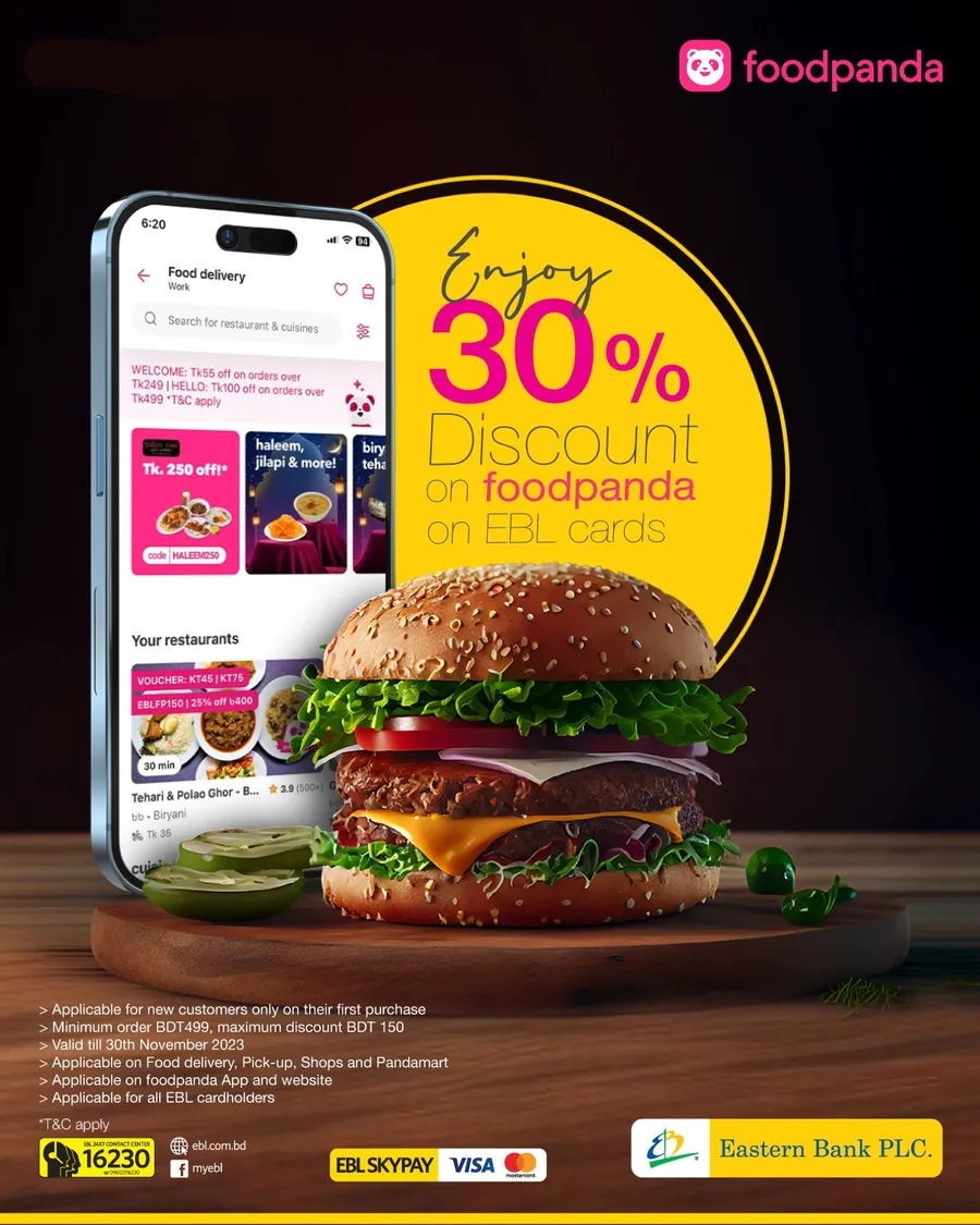 Enjoy 30% discount on foodpanda using EBL cards | foodpanda offer BD | foodpanda coupon bd