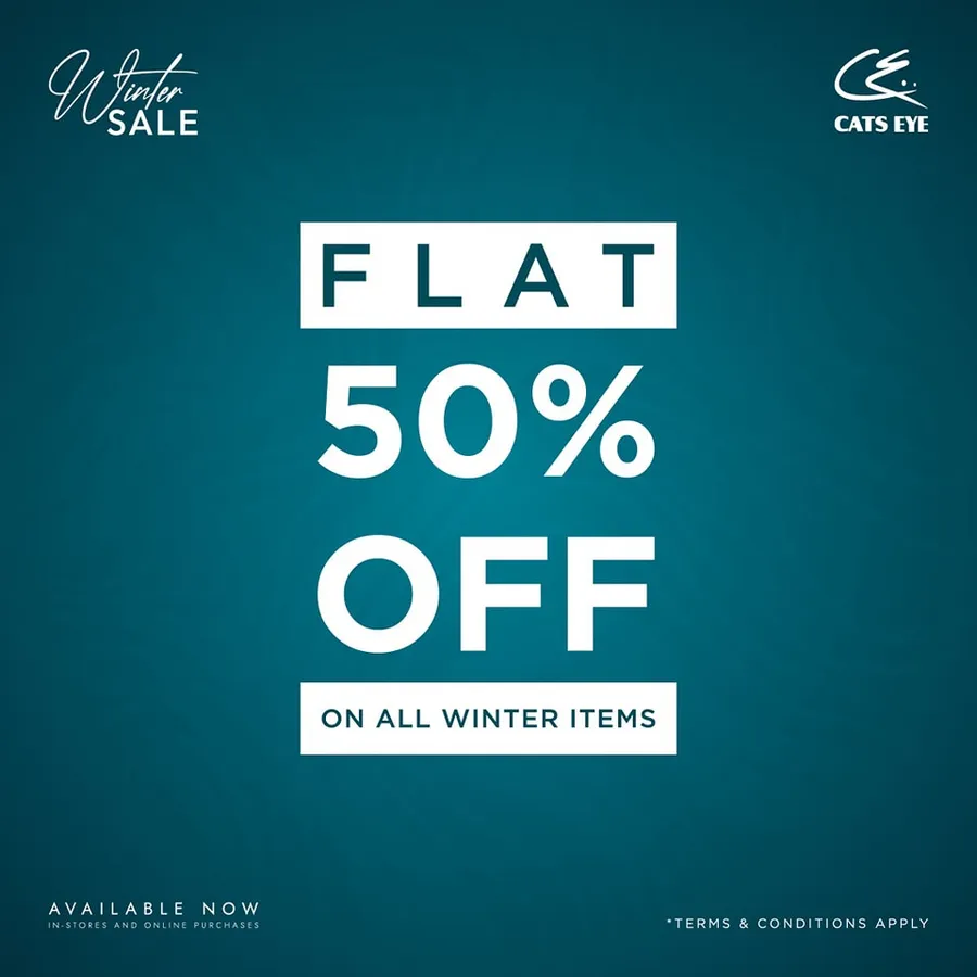 Flat 50% OFF on all winter items at Cats Eye