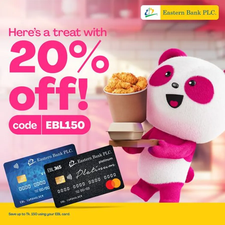 Get 20% using ebl cards on food panda