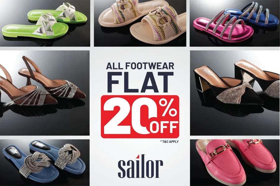 Get FLAT 20% OFF on all Footwear Item at Sailor - Sailing Life