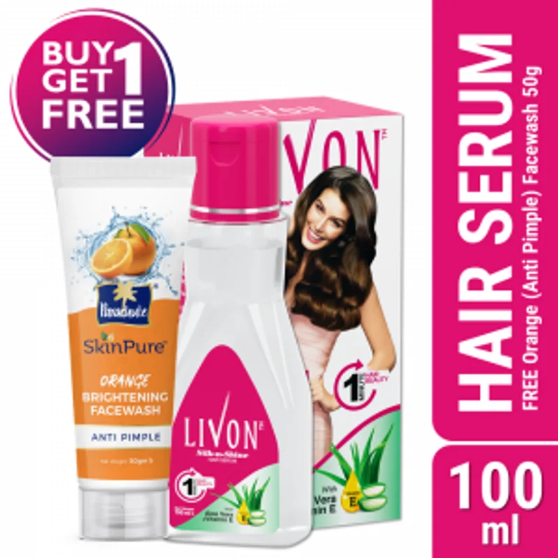 Livon Hair Serum 100ml (FREE Orange Facewash - ANTI PIMPLE - 50gm) - Buy One Get One Offer at OHSOGO