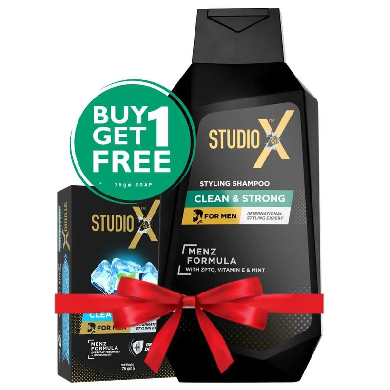 Studio X Clean & Strong Shampoo For Men 175ml (75gm Soap Free) - Buy One Get One Free